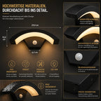 LED Außenwandleuchte mit Bewegungsmelder 18W schwarz (Norvia), Maße und technische Details