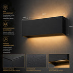 LED Außenwandleuchte rechteckig schwarz (Vantoria), Maße und technische Details