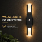 LED Außenwandleuchte mit Bewegungsmelder schwarz (Lumora), wetterfest bei Regen