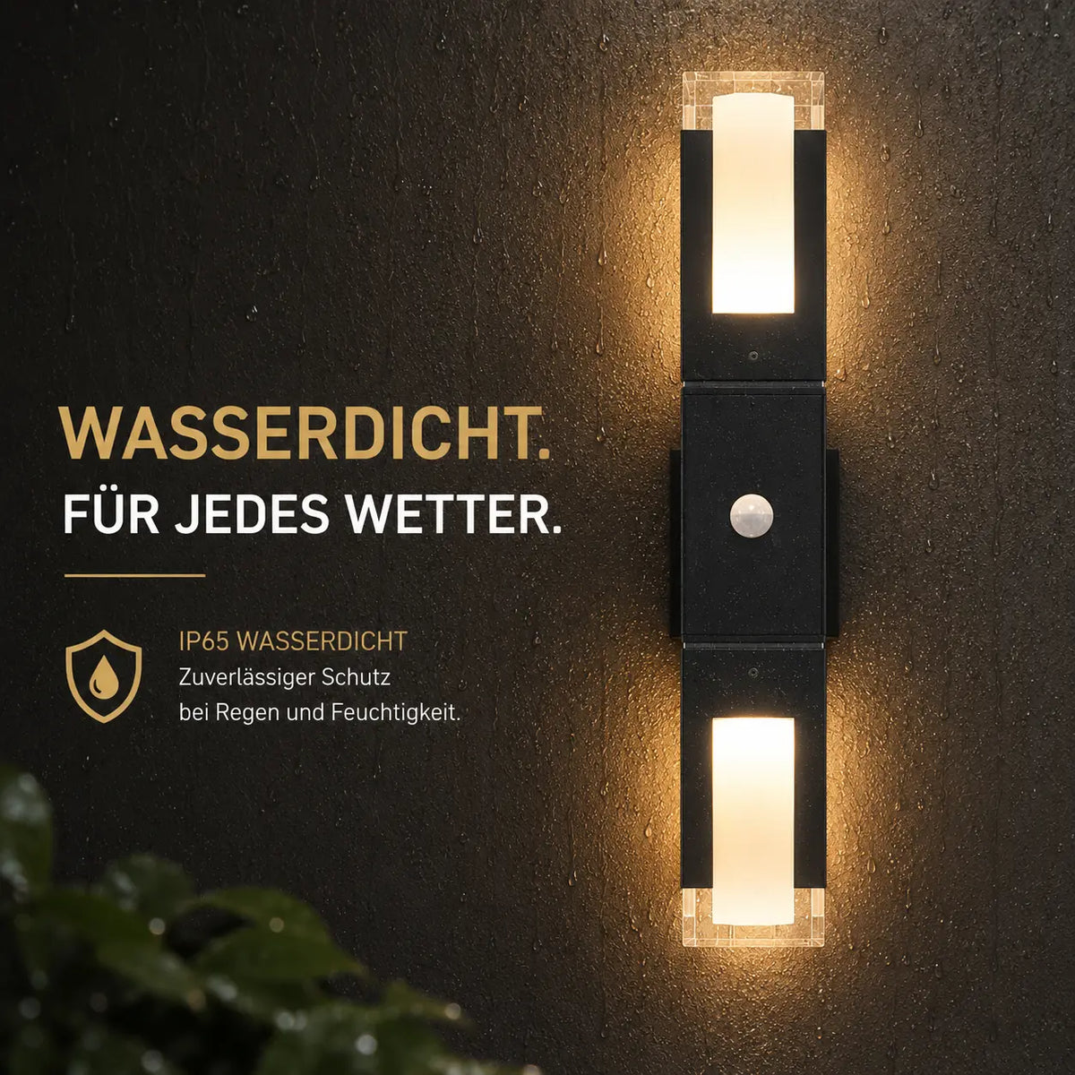 LED Außenwandleuchte mit Bewegungsmelder schwarz (Lumora), wetterfest bei Regen