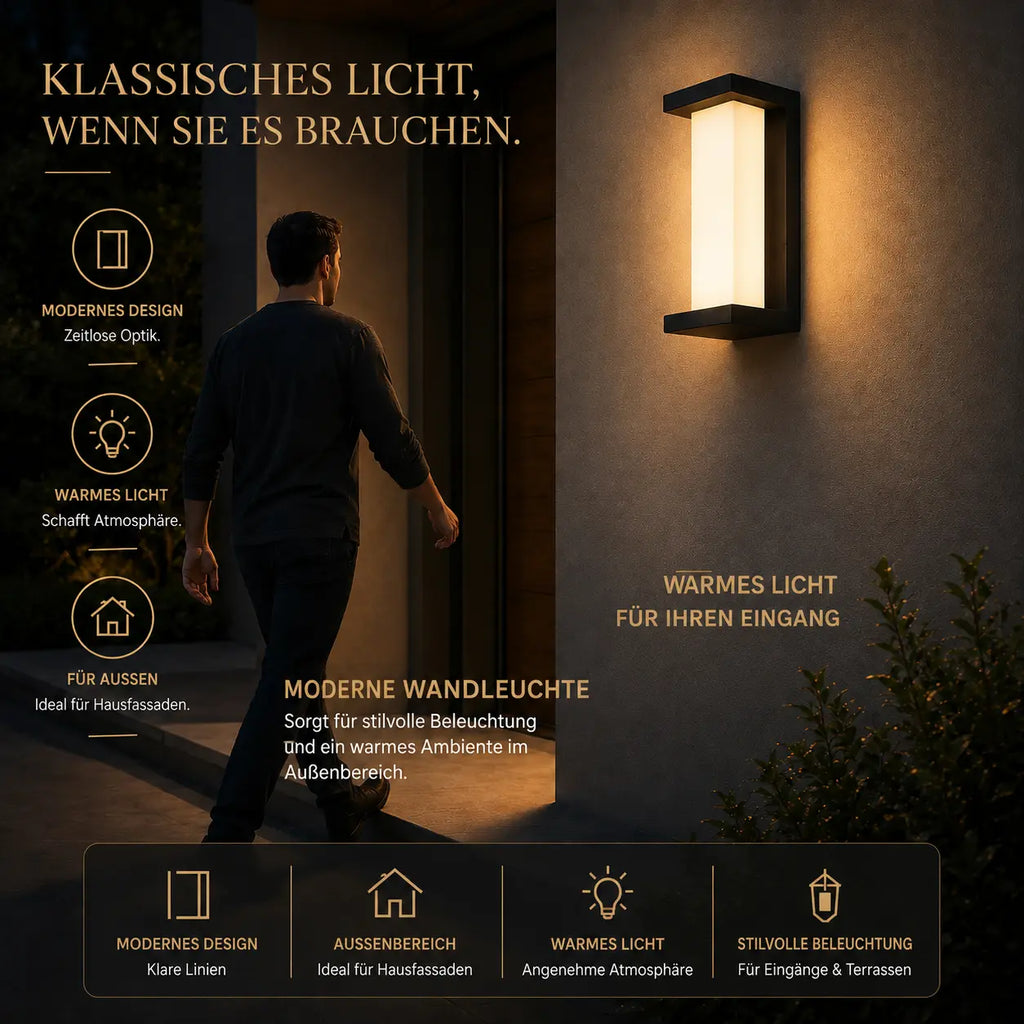 LED Wandleuchte Laternenform mit Acryl-Säule schwarz (Corvexa), Detailansicht