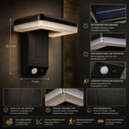 Solar Wandleuchte mit Bewegungsmelder klappbar 120° schwarz (Kaevora), Bewegungsmelder und Lichtmodi 2