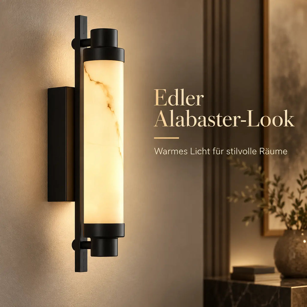 LED Wandleuchte Alabaster-Optik schwarz (Marnetto), Lichtwirkung an der Wand