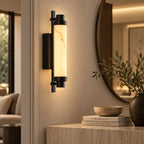 LED Wandleuchte Alabaster-Optik schwarz (Marnetto), im Flur