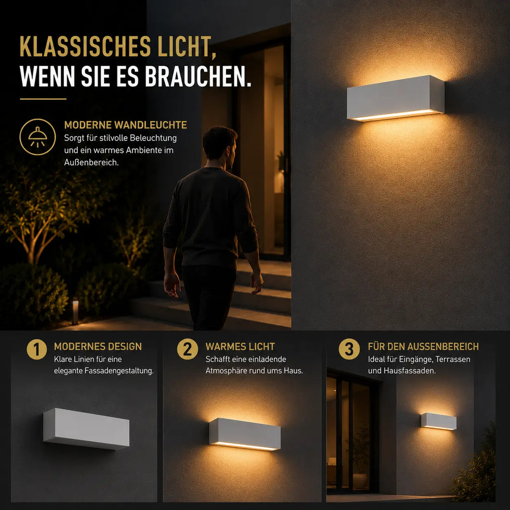 LED Außenwandleuchte rechteckig weiß (Vantoria), Lichtmodi und Funktionen