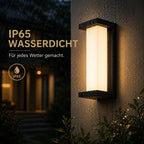 LED Wandleuchte Laternenform mit Acryl-Säule schwarz (Corvexa), wetterfest bei Regen