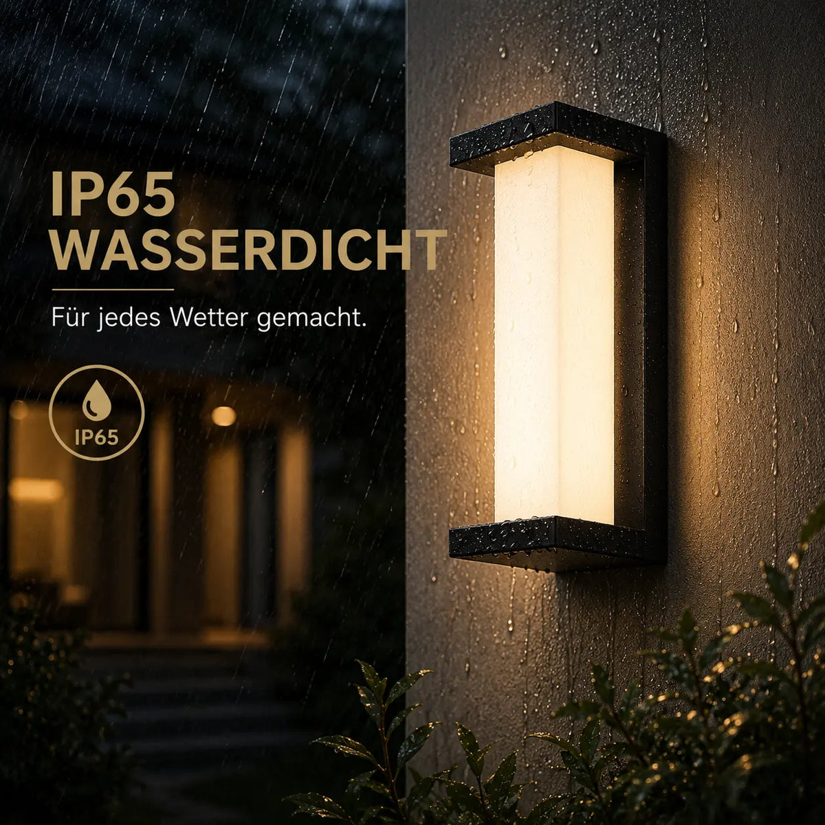 LED Wandleuchte Laternenform mit Acryl-Säule schwarz (Corvexa), wetterfest bei Regen