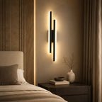 LED Wandleuchte Doppelbalken schwarz (Nordelva), im Schlafzimmer neben dem Bett
