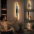 LED Wandleuchte Doppelbalken schwarz (Nordelva), im Wohnzimmer