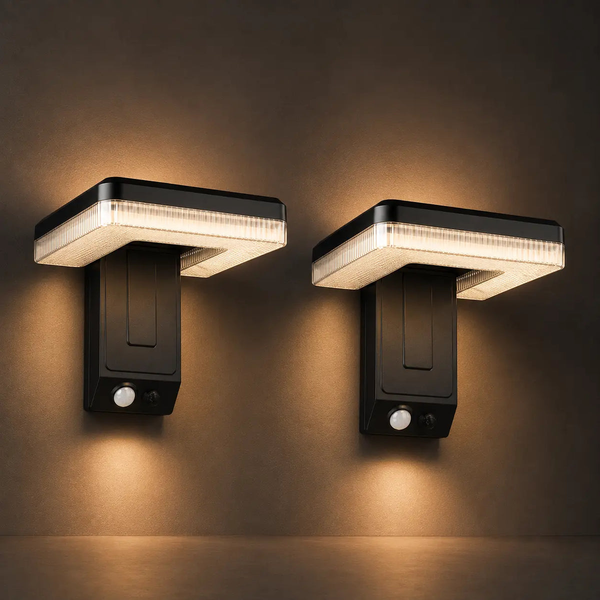 Solar Wandleuchte mit Bewegungsmelder klappbar 120° schwarz, 2er Set (Kaevora), Produktfoto