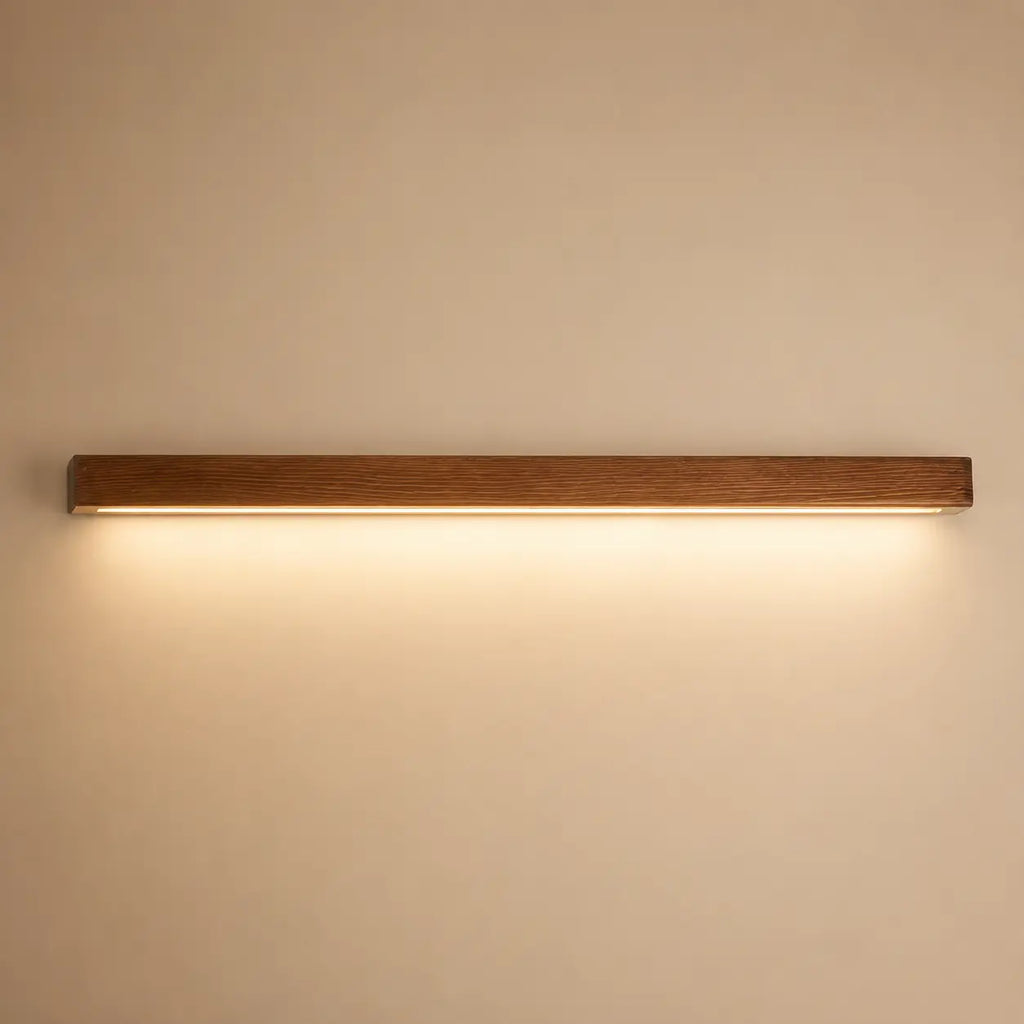 LED Wandleuchte Holzbalken Spiegelleuchte braun (Kirenzo), Produktfoto
