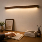 LED Wandleuchte Holzbalken Spiegelleuchte braun (Kirenzo), als Leselicht am Schreibtisch