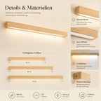 LED Wandleuchte Holzbalken Spiegelleuchte hell (Ostavia), Maße und technische Details