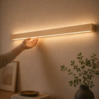 LED Wandleuchte Holzbalken Spiegelleuchte hell (Ostavia), Bedienung und Lichtfarbe
