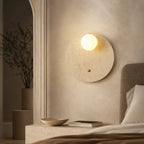 LED Wandleuchte Naturstein-Optik beige (Travelia), im Schlafzimmer neben dem Bett