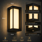 LED Wandleuchte Laternenform mit Kreuzsprossen schwarz (Delvantis), Maße und technische Details