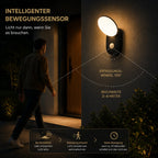 LED Außenwandleuchte mit Bewegungsmelder oval schwarz (Ali), Bewegungsmelder und Lichtmodi