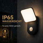 LED Außenwandleuchte mit Bewegungsmelder eckig schwarz (Eli), wetterfest bei Regen