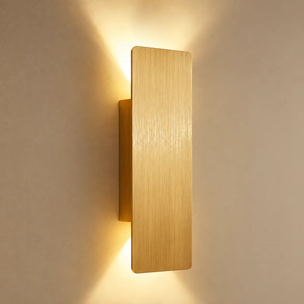 LED Wandleuchte rechteckig gebürstetes Gold (Marendel), Frontansicht