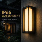 LED Wandleuchte Laternenform mit Kreuzsprossen schwarz (Delvantis), wetterfest bei Regen