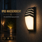 LED Wandleuchte konisch mit Lamellen schwarz (Thravonne), wetterfest bei Regen