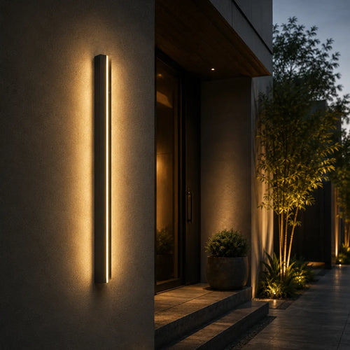 LED Außenwandleuchte Lichtleiste dimmbar schwarz (Solvarn), am Hauseingang