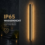 LED Außenwandleuchte Lichtleiste dimmbar schwarz (Solvarn), wetterfest bei Regen