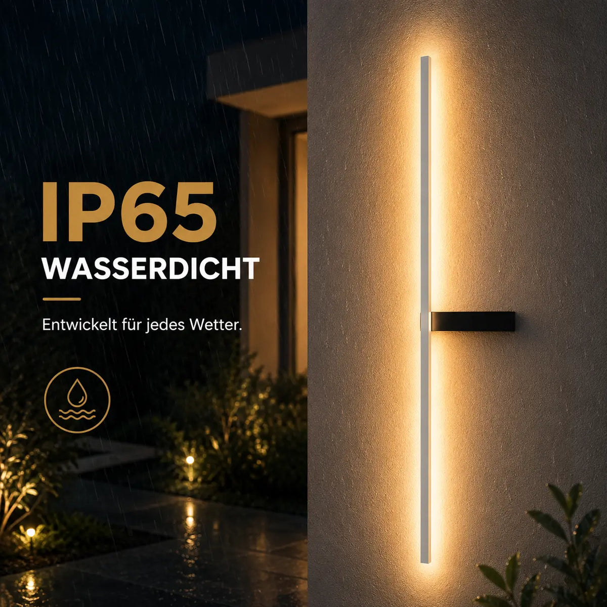 LED Außenwandleuchte Kreuzform schwarz (Varnholt), wetterfest bei Regen