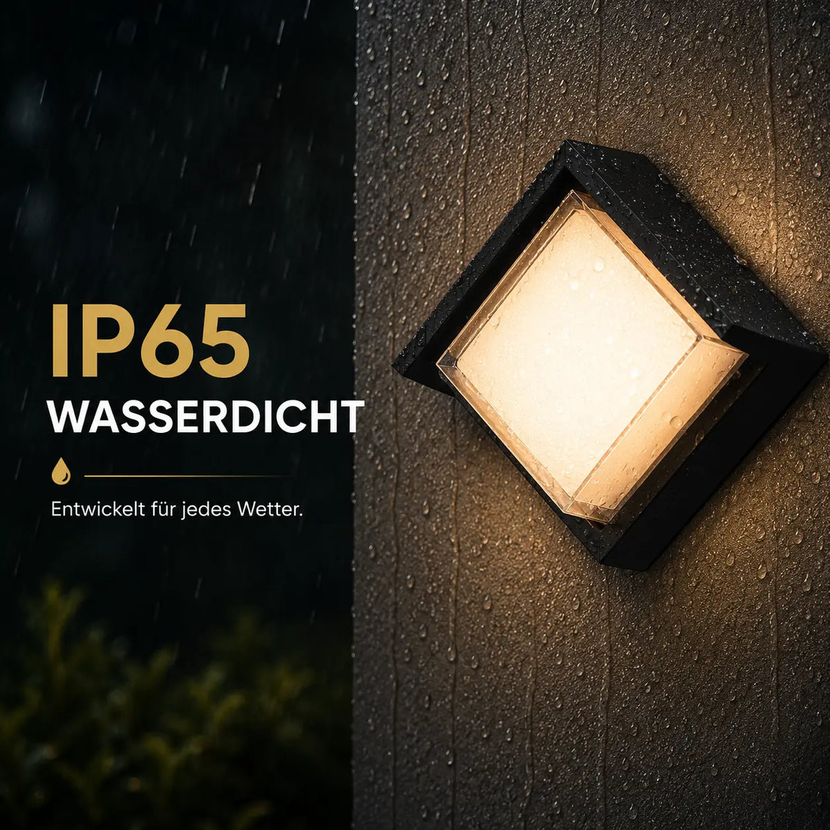 LED Wandleuchte im Diamant-Design schwarz (Kaskoria), wetterfest bei Regen
