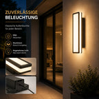 LED Außenwandleuchte rechteckig schwarz (Dornova), auf der Terrasse