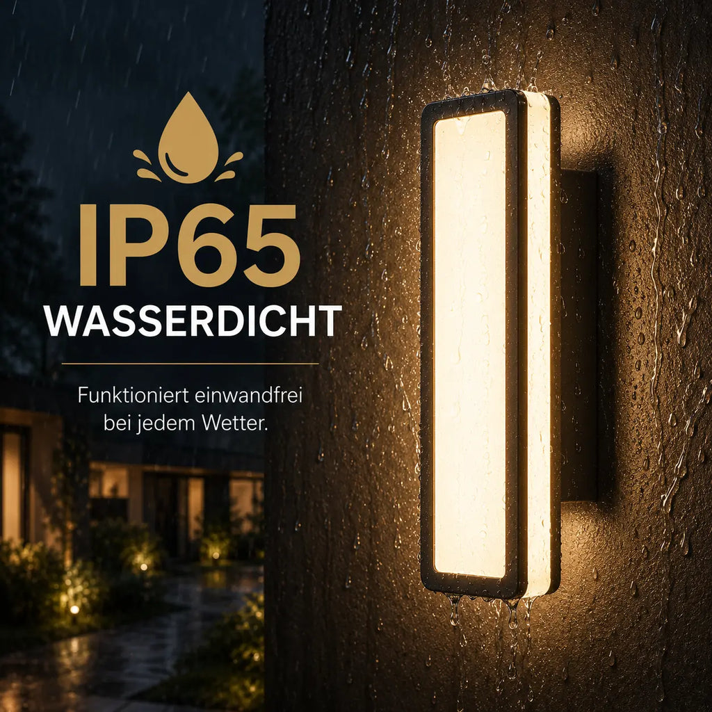 LED Außenwandleuchte rechteckig schwarz (Dornova), wetterfest bei Regen