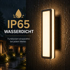 LED Außenwandleuchte rechteckig schwarz (Dornova), wetterfest bei Regen
