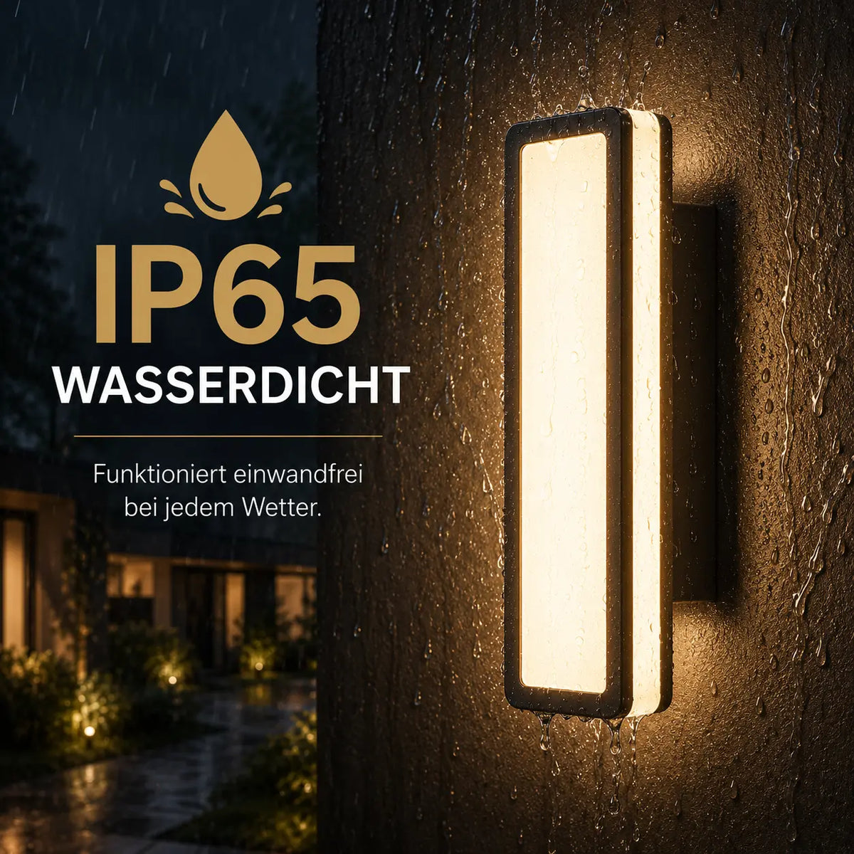 LED Außenwandleuchte rechteckig schwarz (Dornova), wetterfest bei Regen