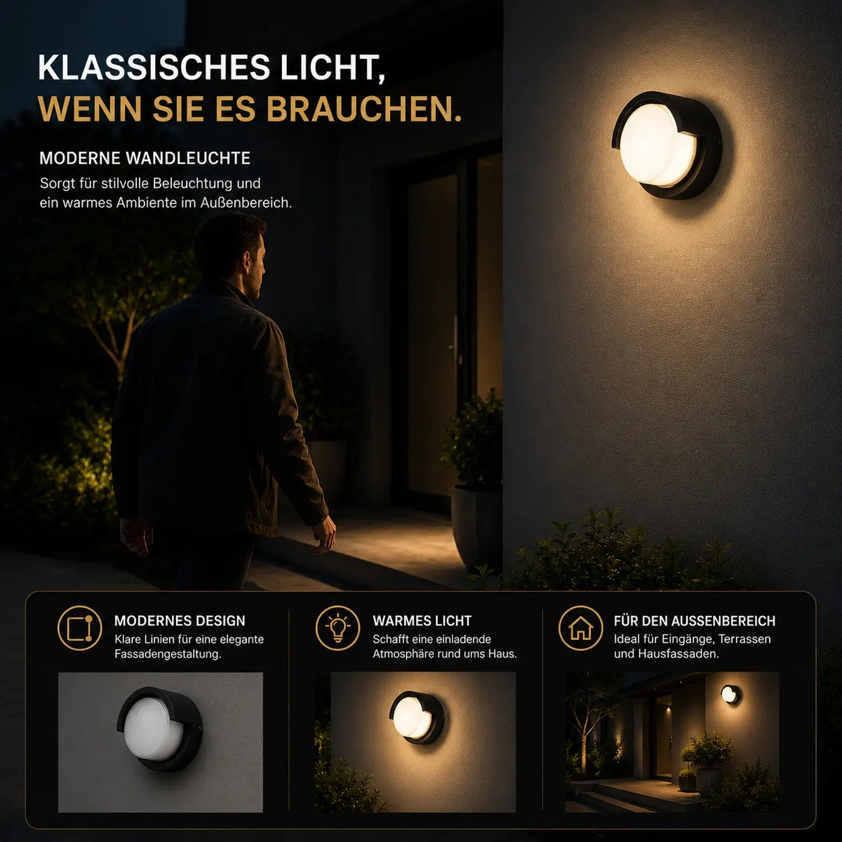 LED Wandleuchte rund im Augen-Design schwarz (Vorentha), Lichtmodi und Funktionen