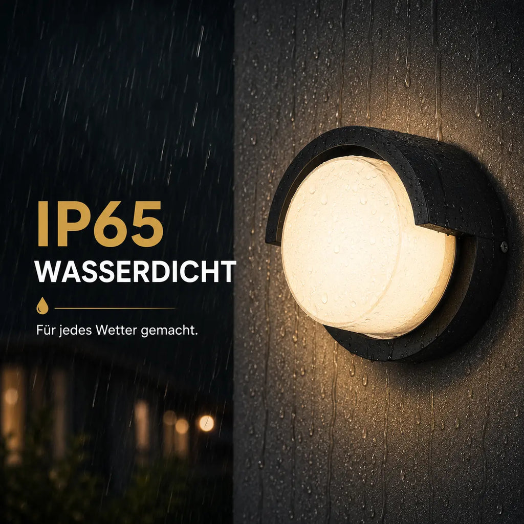 LED Wandleuchte rund im Augen-Design schwarz (Vorentha), wetterfest bei Regen