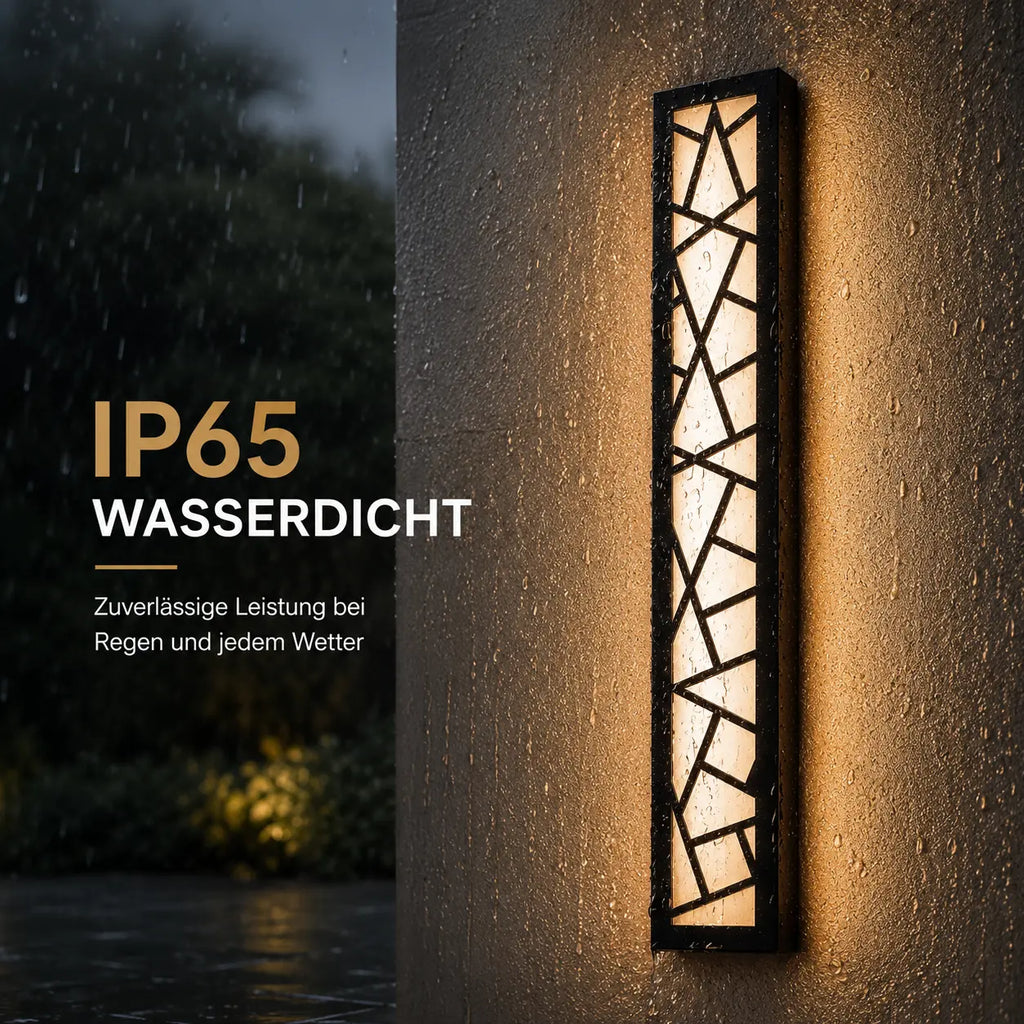 LED Außenwandleuchte geometrisch schwarz (Velthor), wetterfest bei Regen