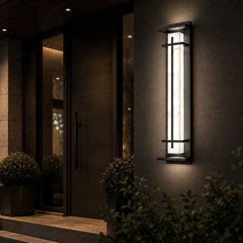 LED Außenwandleuchte Marmor-Optik weißes Licht (Kestrion), am Hauseingang