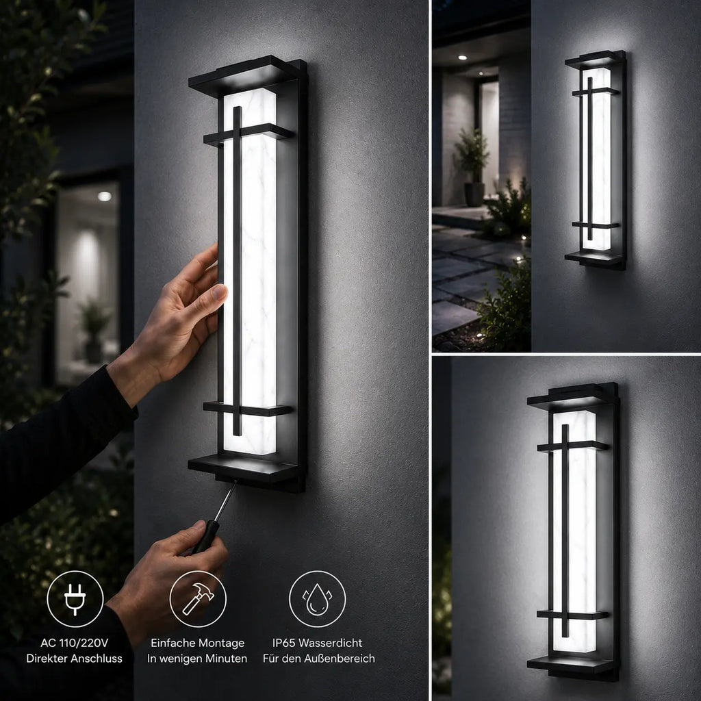 LED Außenwandleuchte Marmor-Optik weißes Licht (Kestrion), Montage und Bedienung