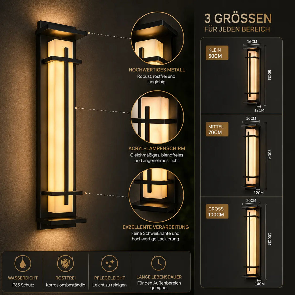 LED Außenwandleuchte Marmor-Optik schwarz (Kestrion), in verschiedenen Größen