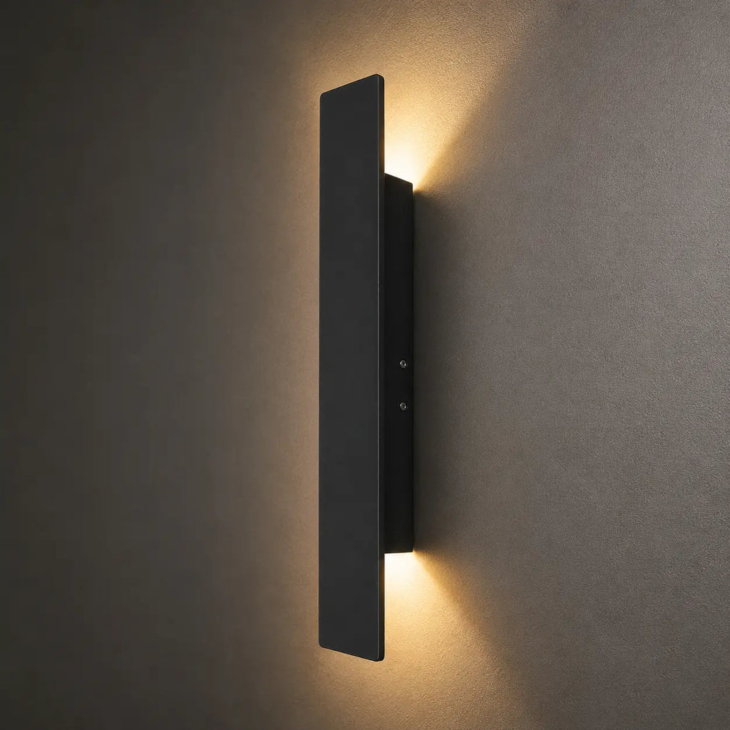 LED Außenwandleuchte flach mit Auf-Ab-Licht schwarz (Kelvora), Seitenansicht