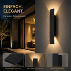 LED Außenwandleuchte flach mit Auf-Ab-Licht schwarz (Kelvora), Maße und technische Details