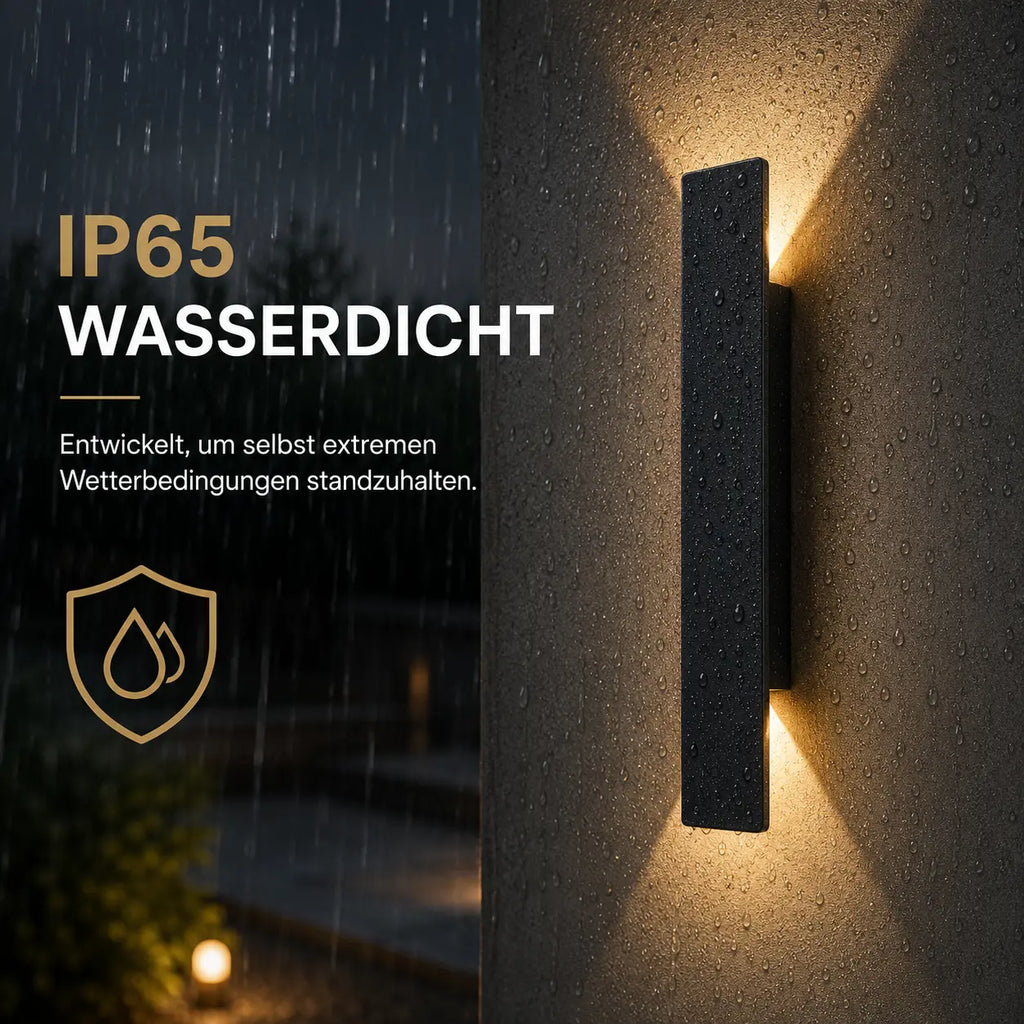 LED Außenwandleuchte flach mit Auf-Ab-Licht schwarz (Kelvora), wetterfest bei Regen