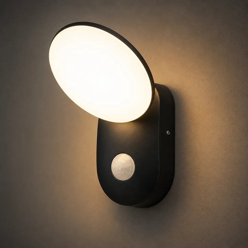 LED Außenwandleuchte mit Bewegungsmelder oval schwarz (Ali), Produktfoto