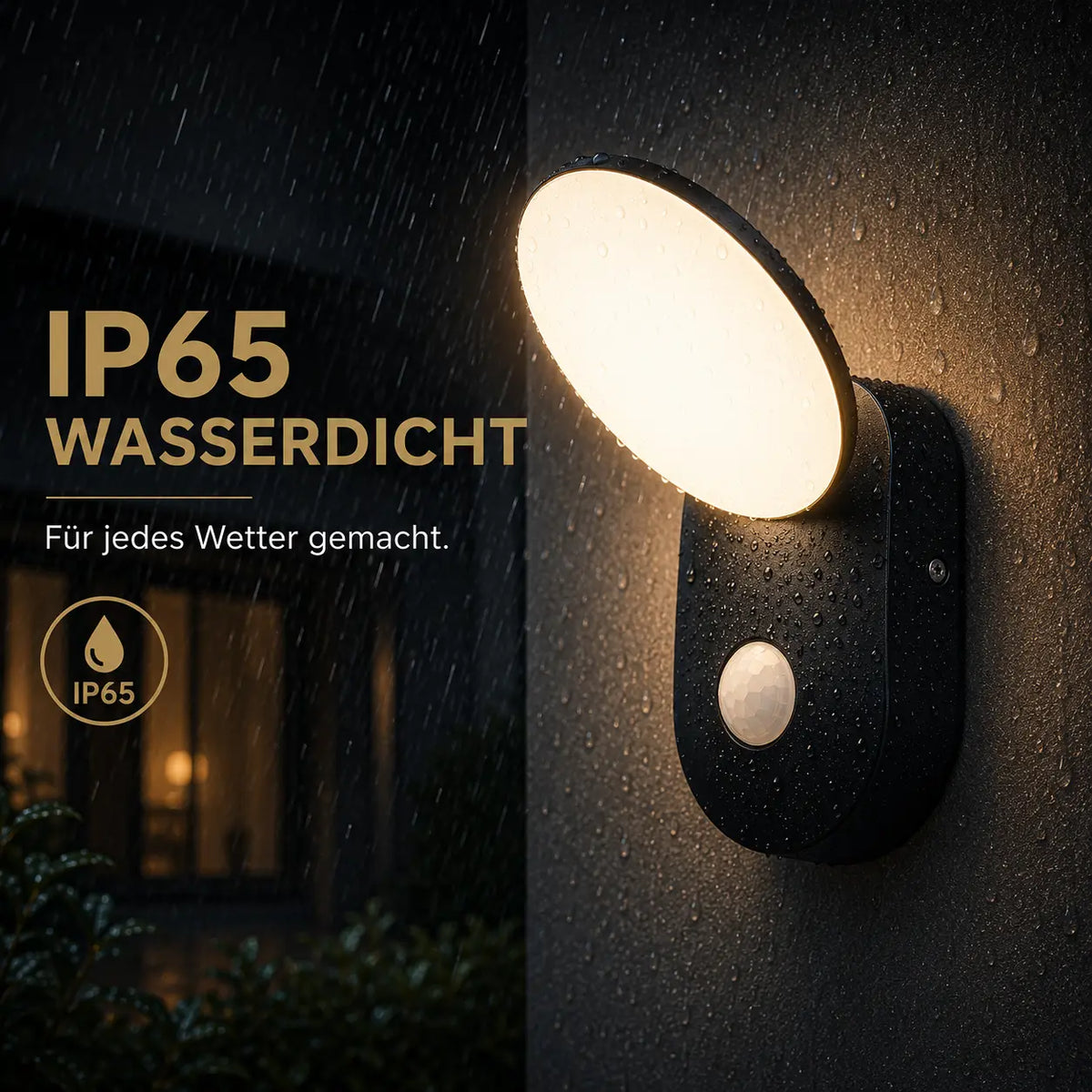 LED Außenwandleuchte mit Bewegungsmelder oval schwarz (Ali), wetterfest bei Regen
