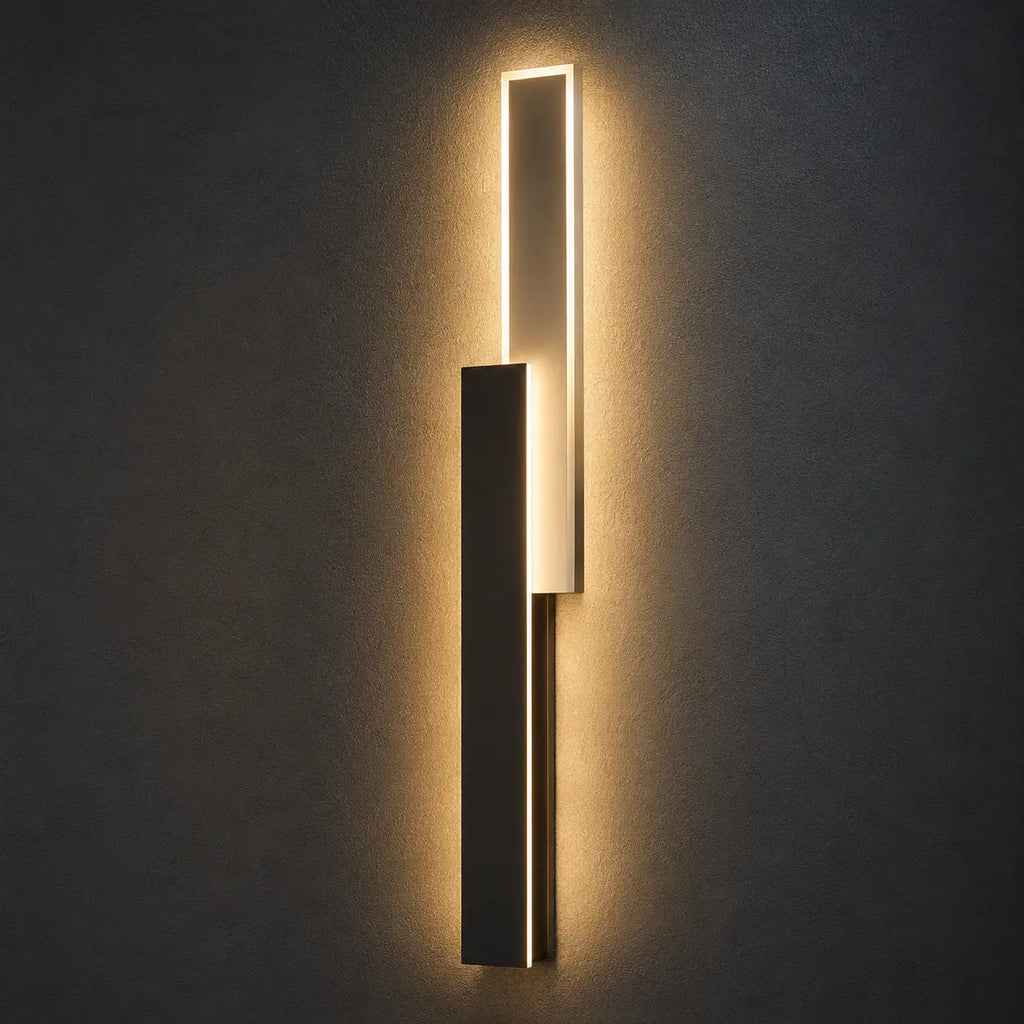LED Außenwandleuchte zweistufig versetzt schwarz (Nörvik), Produktfoto