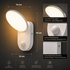 LED Außenwandleuchte mit Bewegungsmelder oval weiß (Aoli), Maße und technische Details