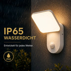LED Außenwandleuchte mit Bewegungsmelder eckig weiß (Eoli), wetterfest bei Regen