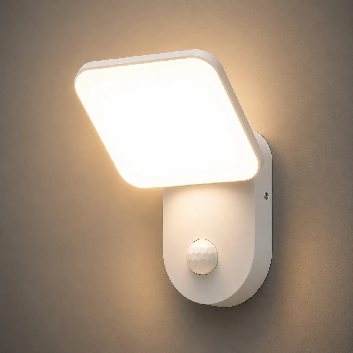 LED Außenwandleuchte mit Bewegungsmelder eckig weiß (Eoli), Produktfoto