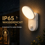 LED Außenwandleuchte mit Bewegungsmelder oval weiß (Aoli), wetterfest bei Regen