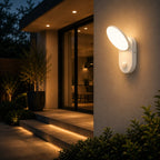 LED Außenwandleuchte mit Bewegungsmelder oval weiß (Aoli), am Hauseingang